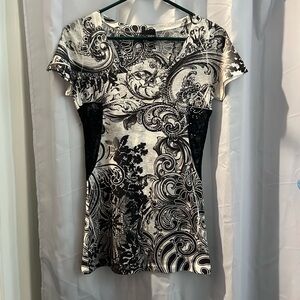 Black and White Lacy Tee